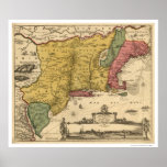 New England Regional Map - 1685 Print