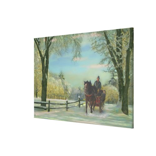 New England Sleigh Ride Oil Painting wrappedcanvas