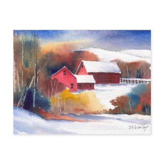 New England Valley Farm postcard