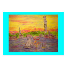 new england village sunset business card