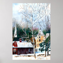 New England Winter Church Poster