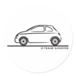New Fiat 500 Cinquecento Round Stickers