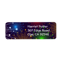 New Fireworks Cute Girly Vector Return Address Label