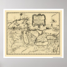 New France Canada Map 1755 Posters