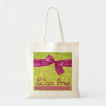 New Grad Bag - Pink and Lime Bow and Damask