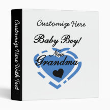 New Grandma Baby Boy Blue Heart Gifts Vinyl Binders
