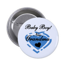 New Grandma Baby Boy Tshirts and Gifts Pinback Buttons