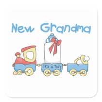 New Grandma-Train Gifts Square Stickers