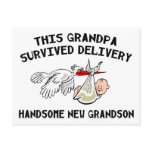 New Grandson T-Shirts Grandpa Survived Delivery Postcard