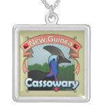 New Guinea Cassowary Silver Plated Necklace