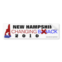 New Hampshire Changing Back 2010 Bumper Sticker