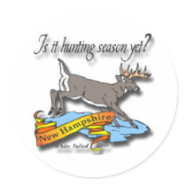 New Hampshire Deer Is It Hunting Season Yet? Round Stickers