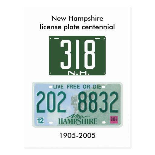 New Hampshire license plate centennial Postcard Zazzle