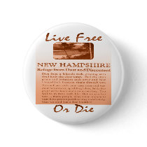 New Hampshire Live Free Or Die brownish Pinback Button