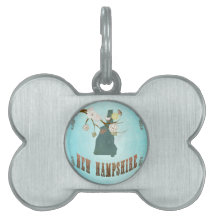New Hampshire Map With Lovely Birds Pet Tags