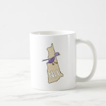 New Hampshire NH  Map with funny Purple Finch Mugs