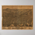 New Haven Connecticut 1879 Antique Panoramic Map Print