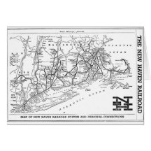 New Haven Railroad 1956 Map Greeting Cards