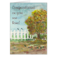 New Home Card - Picket Fence in Autumn with Birds