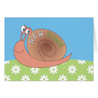 New Home Cute Snail in Meadow Greeting Cards