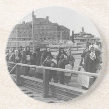 New Immigrants Landing at Ellis Island New York Beverage Coaster