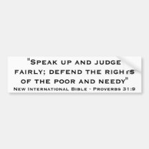 New International Bible Verse Proverbs 31:9 Bumper Sticker