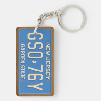 New Jersey 1980 Vintage License Plate Keychain Acrylic Key Chain