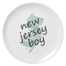 New Jersey Boy on Child's New Jersey Map Drawing Dinner Plates