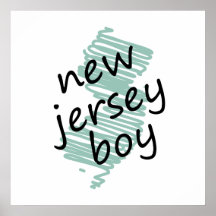New Jersey Boy on Child's New Jersey Map Drawing Posters