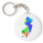 New Jersey Counties in Color Keychains