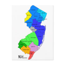 New Jersey Counties in Color Post Card