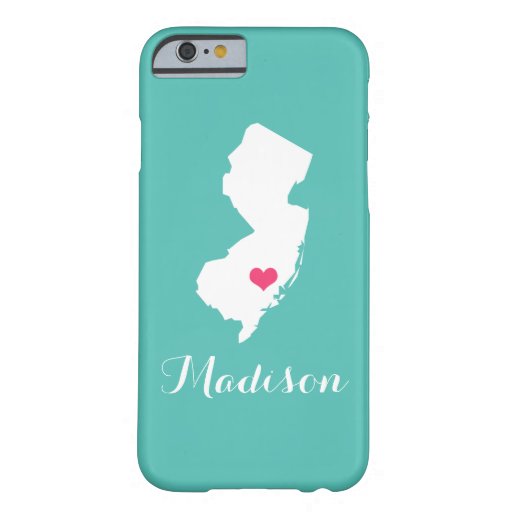 New Jersey Heart Aqua Custom Monogram Barely There iPhone 6 Case