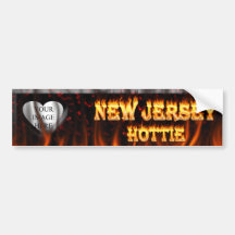 New Jersey Hottie fire and red marble heart. Bumper Stickers