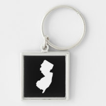 New Jersey in White and Black Keychains