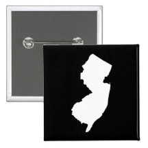 New Jersey in White and Black Pinback Buttons