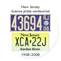 New Jersey License Plate Centennial stickers
