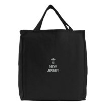 NEW JERSEY, NJ BLACK TOTE embroidered bags by edem13 NEW JERSEY, NJ BLACK TOTE embroidered bags