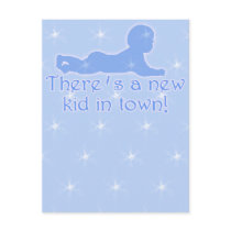 New Kid in Town Baby Announcements BLUE Post Card