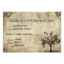 New Life Vintage with Blue Wedding RSVP Card  Invi Custom Invites