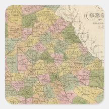 New Map Of Georgia Square Sticker