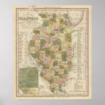 New Map Of Illinois 2 Poster