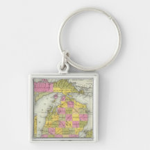 New Map Of Michigan 2 Keychains