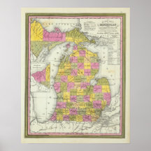 New Map Of Michigan 2 Poster