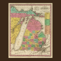 New Map Of Michigan posters