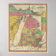 New Map Of Michigan Posters