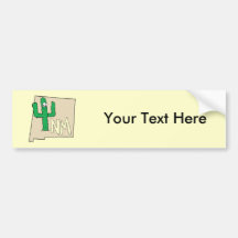 New Mexico Cartoon Map State plant the Cactus Bumper Sticker