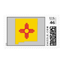 New Mexico Flag Map Postage Stamps