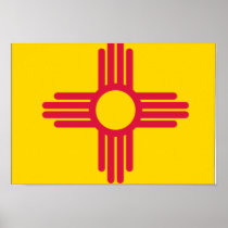 New Mexico Flag Map Poster