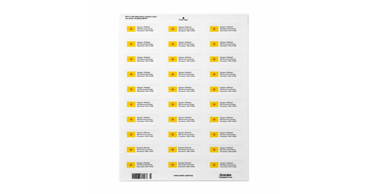New Mexico Flag Return Address Label Zazzle