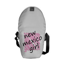 New Mexico Girl with Scribbled New Mexico Map Messenger Bag